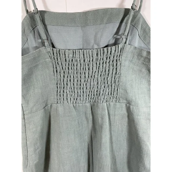 ASTR Green Sleeveless Strappy Linen Smocked Back Mini Dress Size S - Picture 3 of 4